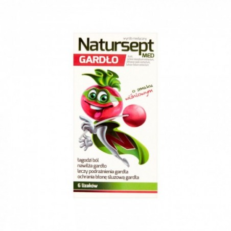 Natursept Med gardło lizaki o smaku wiśniowym 6 sztuk
