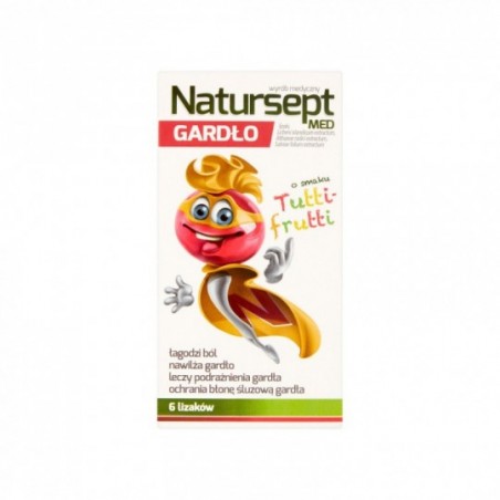 Natursept Med gardło lizaki o smaku tutti-frutti 6 sztuk