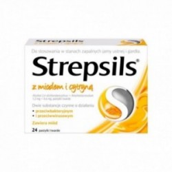 Strepsils z miodem i cytryną 0,6 mg + 1,2 mg, 24 pastylki
