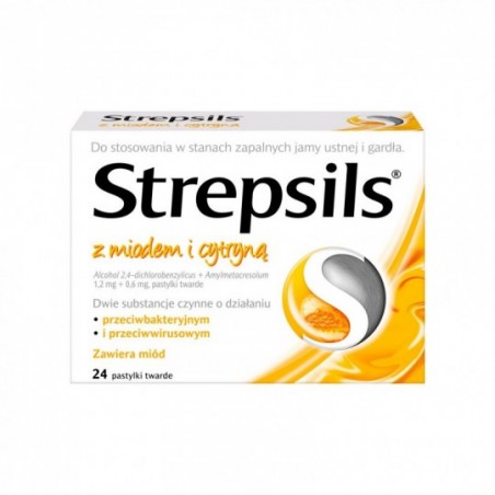  Strepsils z miodem i cytryną 0,6 mg + 1,2 mg, 24 pastylki 
