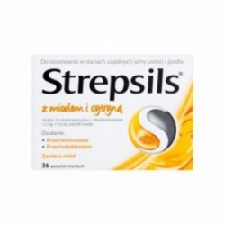 Strepsils z miodem i cytryną 0,6 mg + 1,2 mg, 36 pastylek