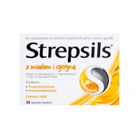  Strepsils z miodem i cytryną 0,6 mg + 1,2 mg, 36 pastylek 