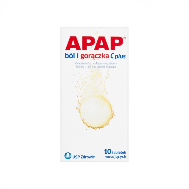 Apap ból i gorączka C plus 500 mg + 300 mg, 10 tabletek musujących 
