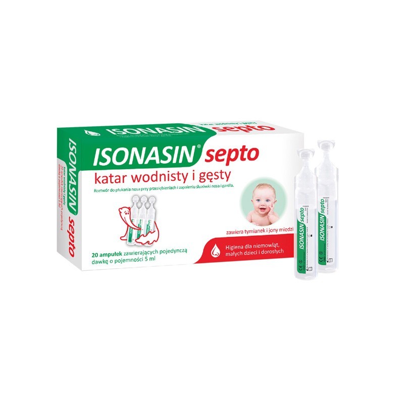 Isonasin septo katar wodnisty i gęsty krople do nosa 20 ampułek po 5 ml 