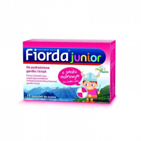  Fiorda Junior o smaku malinowym 15 pastylek do ssania 