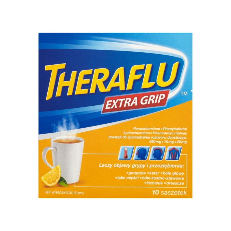 Theraflu Extragrip 650 mg + 10 mg + 20 mg, 10 saszetek 