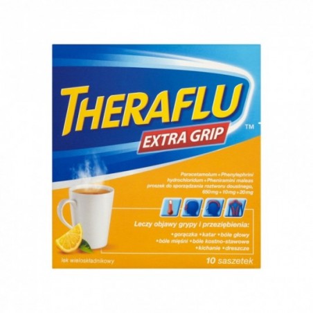 Theraflu Extragrip 650 mg + 10 mg + 20 mg, 10 saszetek