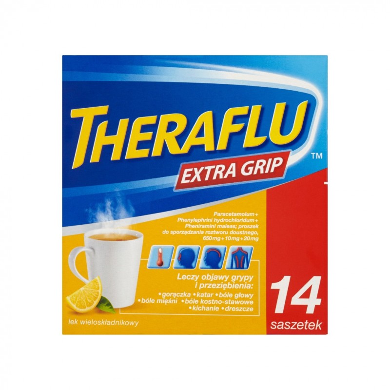 Theraflu Extragrip 650 mg + 10 mg + 20 mg, 14 saszetek 
