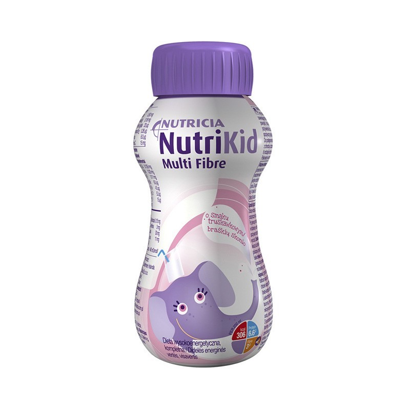 NutriKid Multi Fibre, preparat odżywczy dla dzieci powyżej 1 roku, smak truskawkowy, 200 ml 