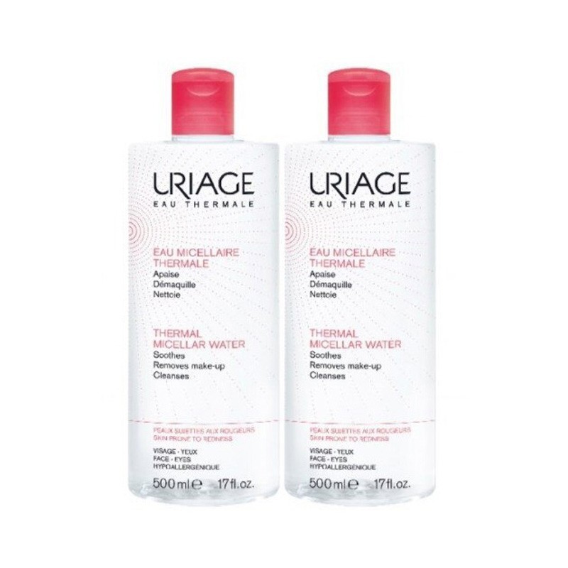 Uriage Woda micelarna do skóry wrażliwej i naczynkowej duopack 500 ml + 500 ml 