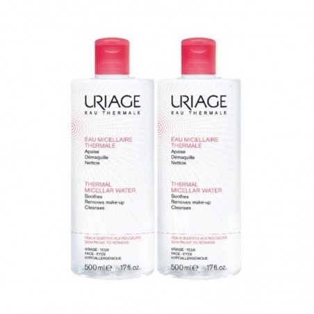 Uriage Woda micelarna do skóry wrażliwej i naczynkowej duopack 500 ml + 500 ml