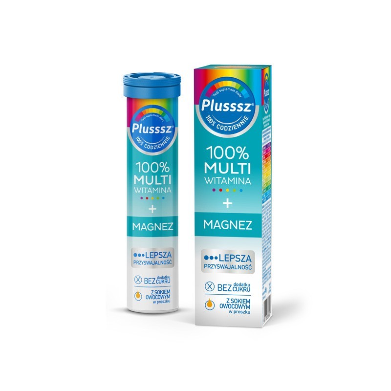 Plusssz 100% multiwitamina + magnez, 20 tabletek musujących 