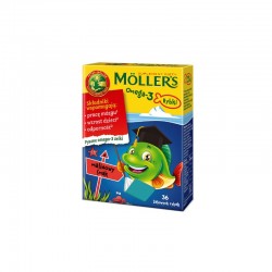 mollers omega-3 rybki, żelki o smaku malinowym 36 sztuk