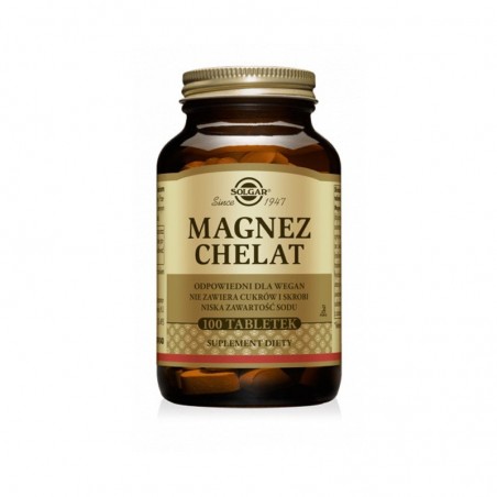 Solgar Magnez chelat aminokwasowy 100 tabletek 