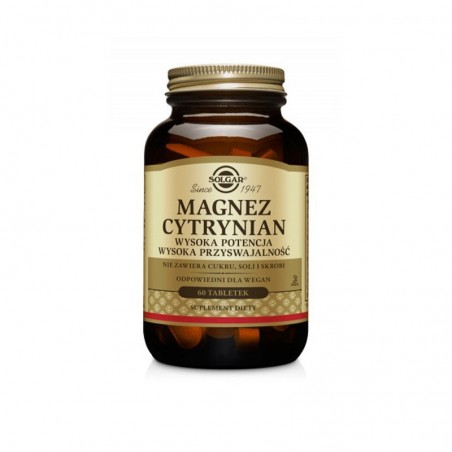 Solgar Magnez cytrynian 60 tabletek