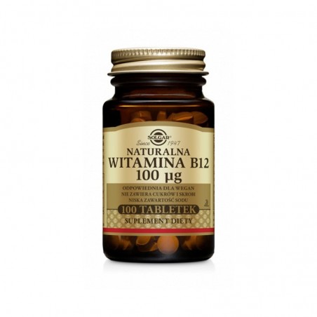 Solgar Witamina B12 naturalna 100 tabletek