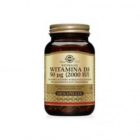Solgar Witamina D3 50 mcg (2000 IU), 100 kapsułek