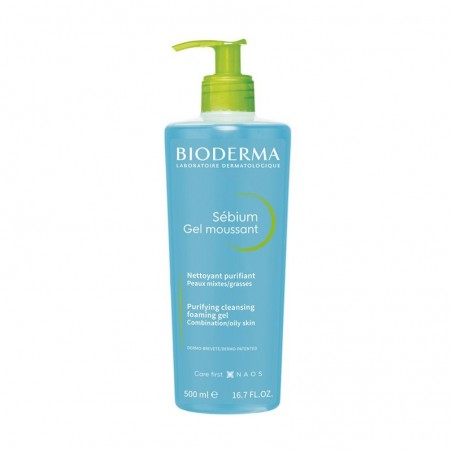 Bioderma Sebium Gel moussant antybakteryjny żel myjący do skóry tłustej/mieszanej 1+1, 500 ml + 500 ml