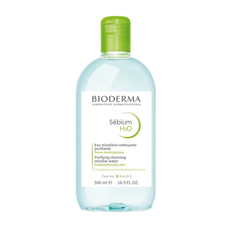 Bioderma Sebium H2O, płyn micelarny do skóry tłustej, mieszanej, trądzikowej, 2 x 500 ml 