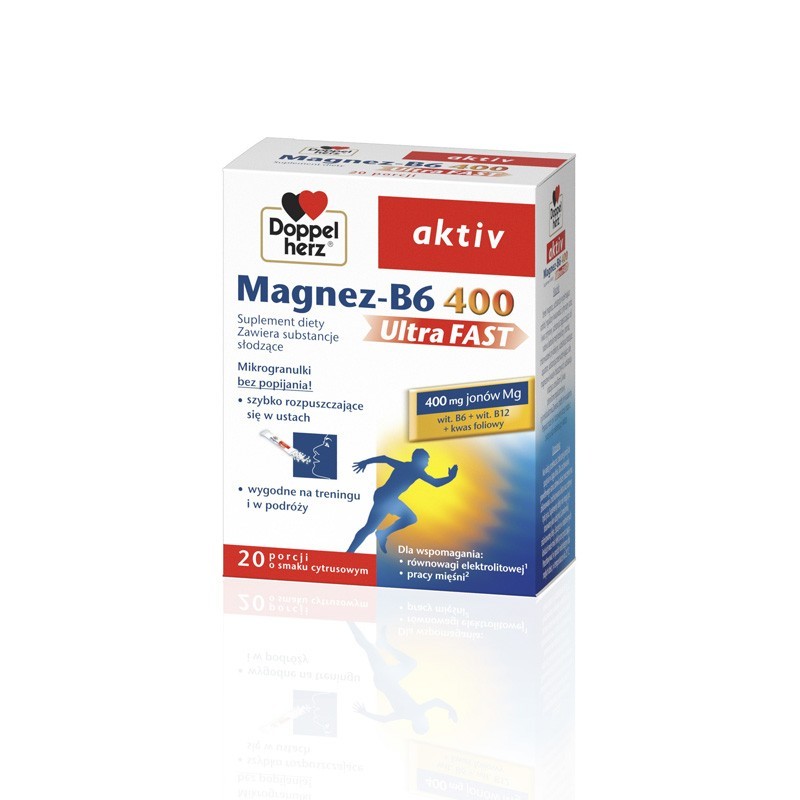 Doppelherz Aktiv Magnez-B6 ultrafast, 20 saszetek 
