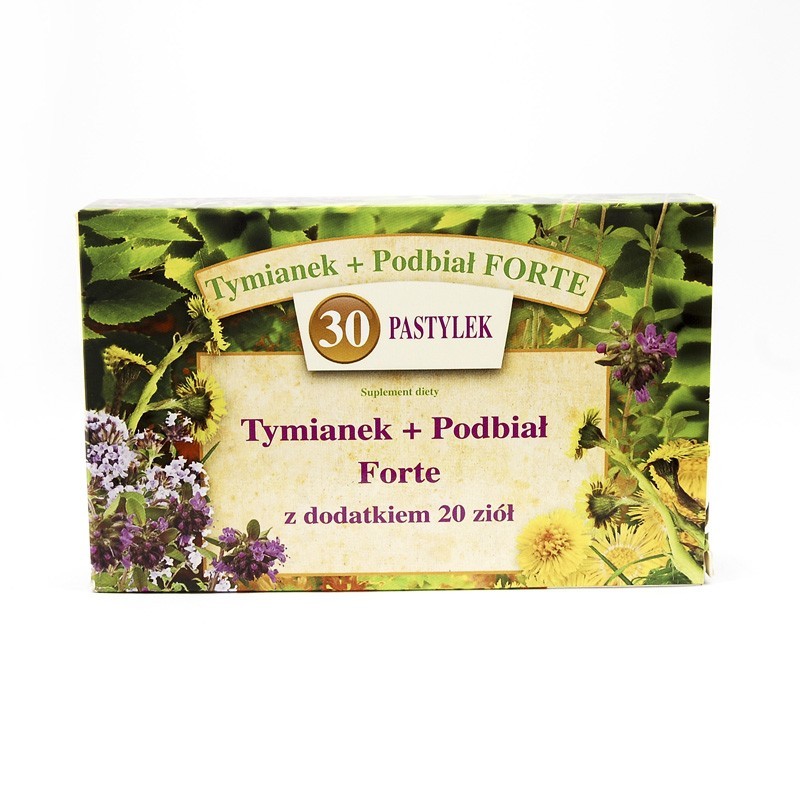 Tymianek + Podbiał forte + 20 ziół, 30 pastylek do ssania 