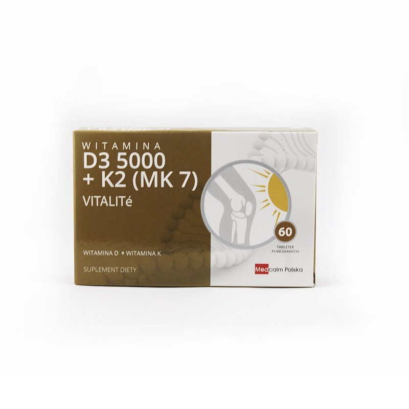 Witamina D3 5000 + K2MK7, 60 tabletek 